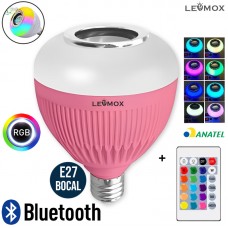 Caixa de Som Lâmpada LED RGB Bluetooth LEY-1733 Lehmox - Rosa